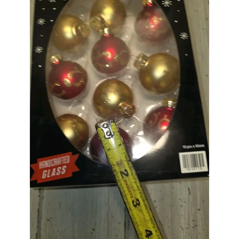 The Christmas Shoppe 2 Box Glass Bulb Ornaments Red & Gold 29 Pc Old World Decor